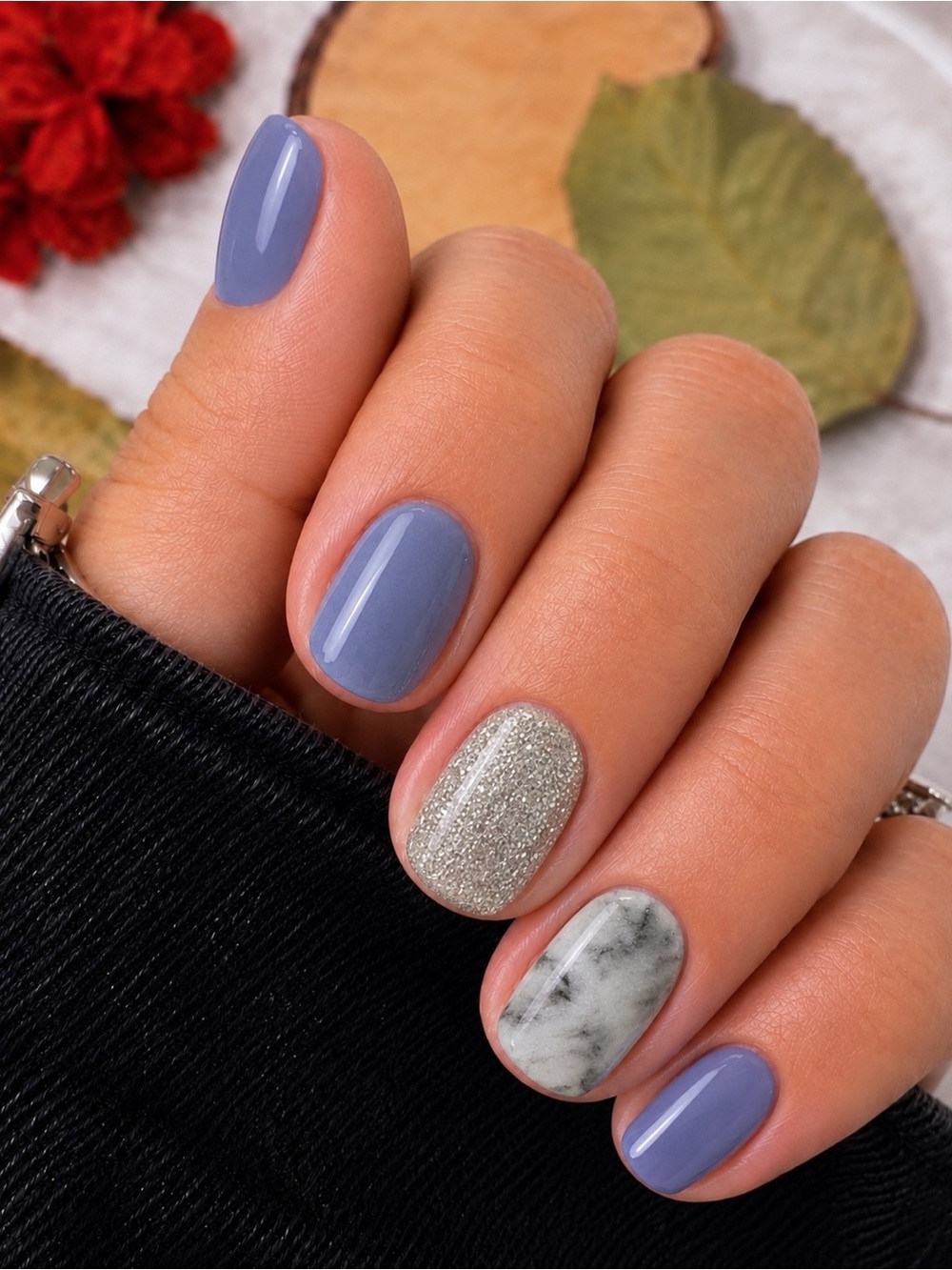 Pastel Lavender Marble & Silver Glitter Gel Nail Wraps | Easy DIY Manicure
